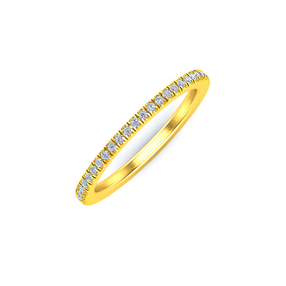 RKC Moissanit Zierlicher Ehering aus 925er Sterlingsilber, 14 Karat Gelbgold vergoldet, Gewicht 1,80 g, Breite 1,60 mm