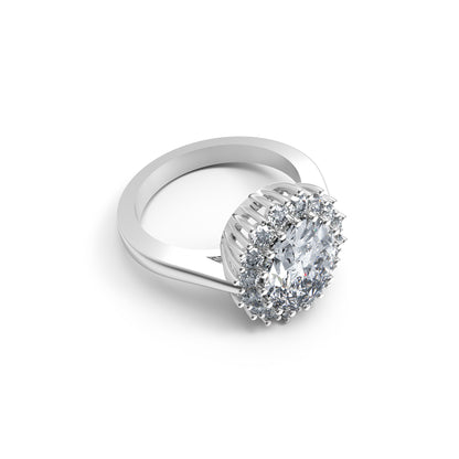 RKC Oval geschnittener Moissanit-Halo-Hochzeitstagsring, 925er Sterlingsilber, 14 Karat Gelbgold vergoldet, Gewicht 4 g, Breite 2,50 mm