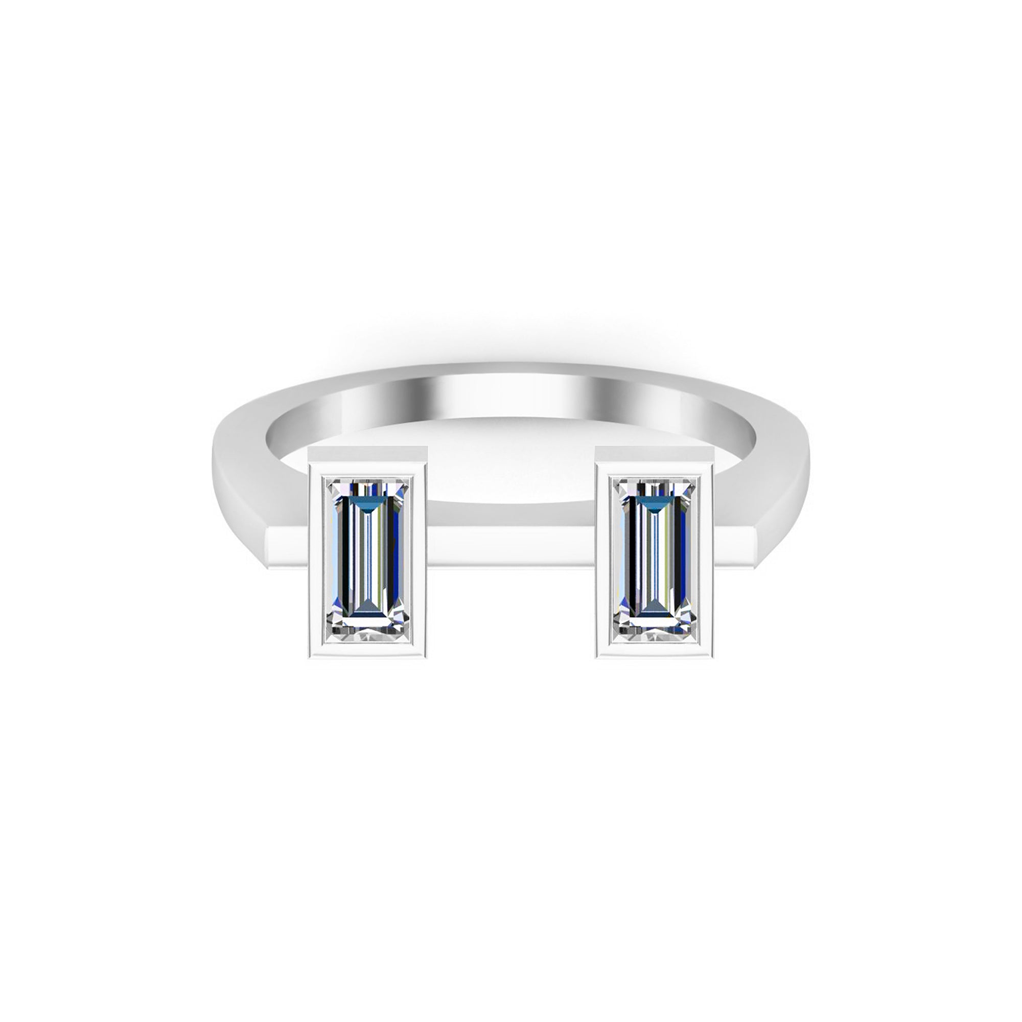 RKC Ehering aus 925er-Sterlingsilber, Moissanit-Baguette-Bandring für Damen, Gewicht 3,40 g, Breite 1,75 mm