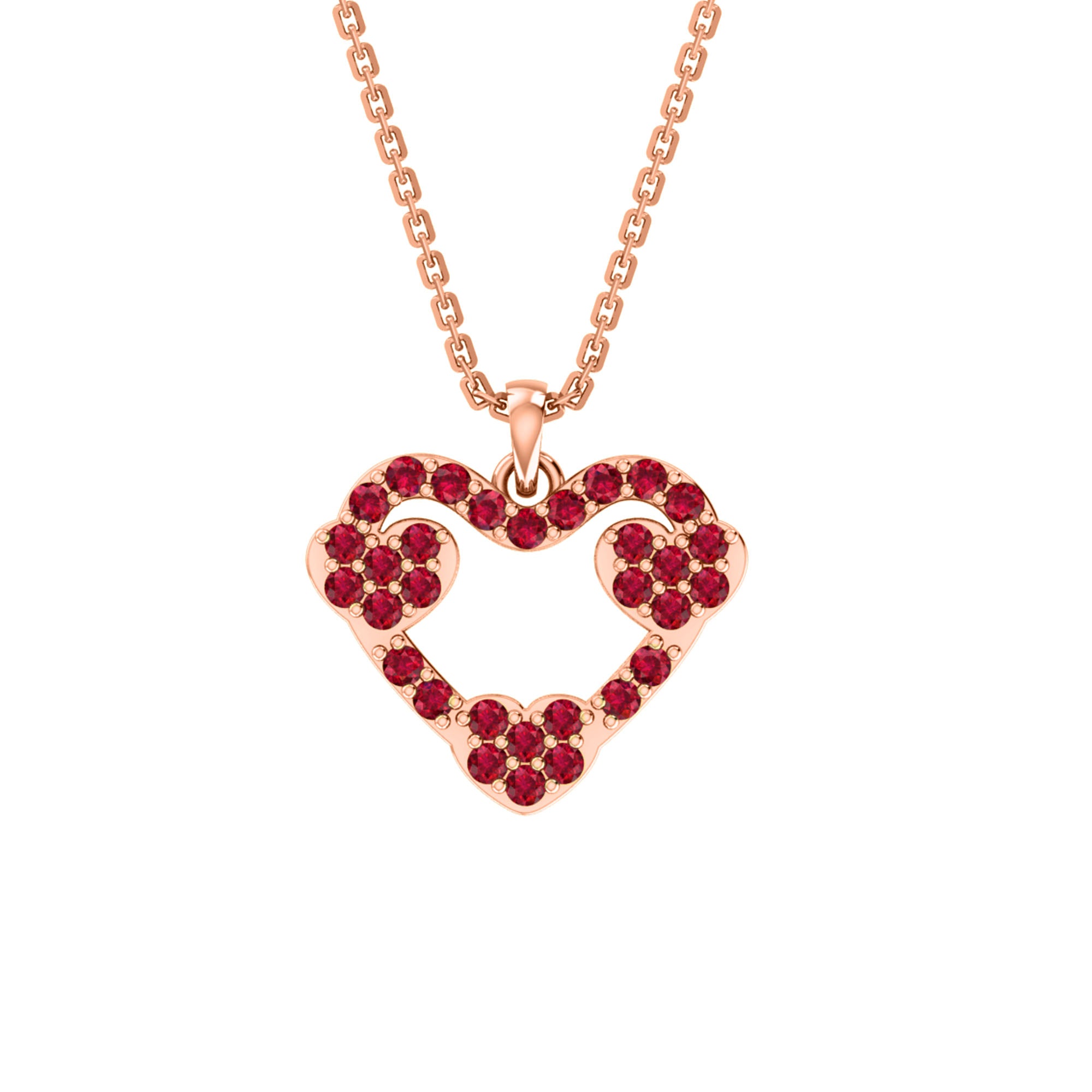 RKC 2,00 CT Moissanit-Herzanhänger, 925er Silberschmuck, 14 Karat Roségold vergoldet, Gewicht 4,30 GM, Höhe 17,80 mm