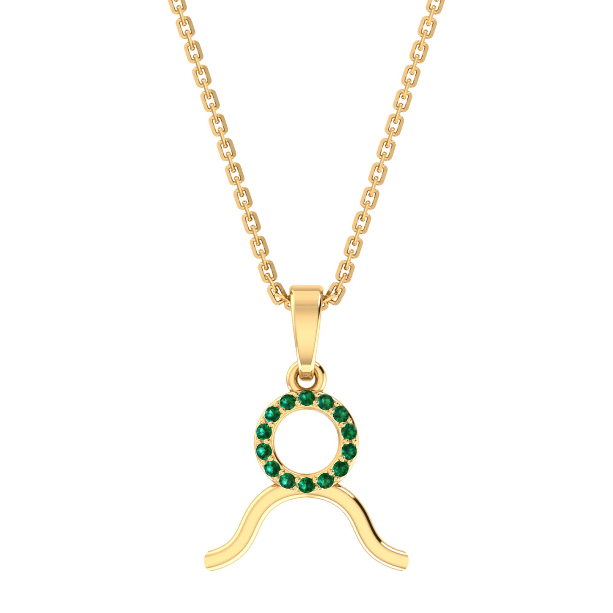 RKC Golden Cubic Zirconia With Chain Zodiac Pendant Necklace