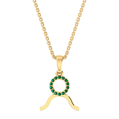 RKC Golden Cubic Zirconia With Chain Zodiac Pendant Necklace