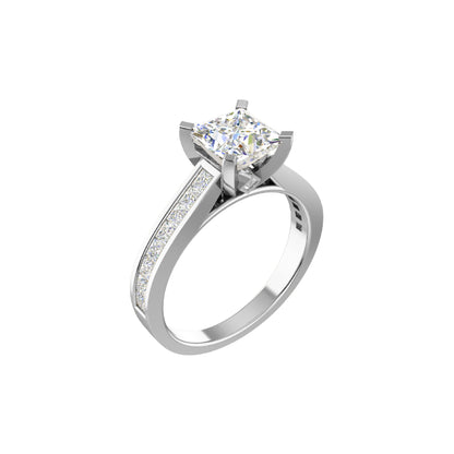 RKC 2,99 ct Prinzessin Moissanit Verlobungsring 925 Silber 14 Karat Weißgold vergoldet für Damen, Gewicht 4,20 g, Breite 2,50 mm