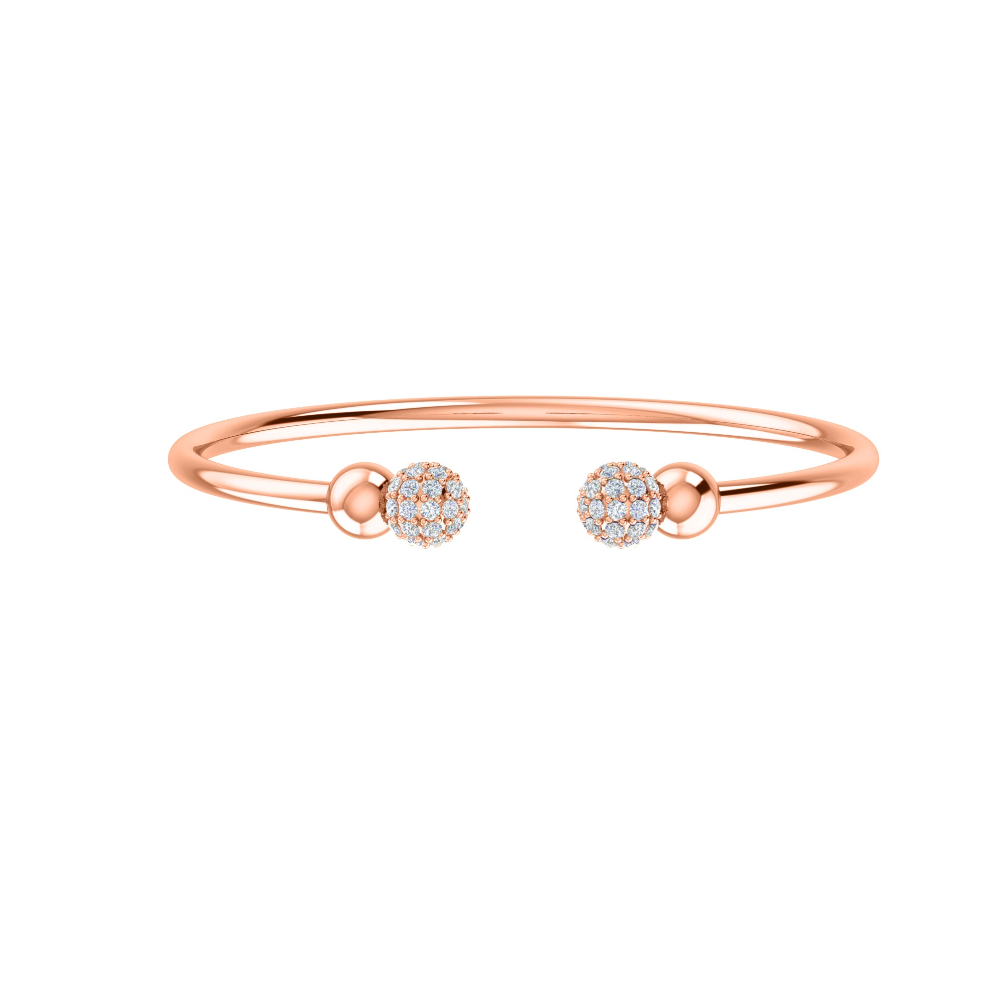 RKC Damen-Armreif aus 925er-Sterlingsilber, Karatgewicht: 1,08 CT, mit mehreren Edelsteinen, 14 Karat rosévergoldet, Produktgewicht: 10,00 GM, Höhe: 50,00 mm