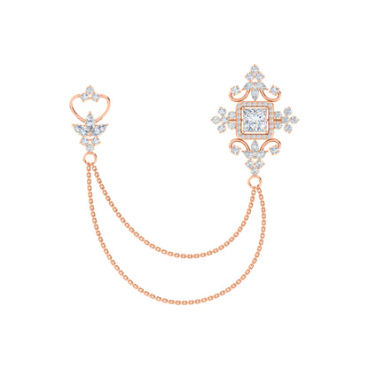 Spilla RKC Moissanite in argento sterling 925, prodotto placcato in oro rosa 14 carati, peso 6,10 GM, altezza 40,50 MM