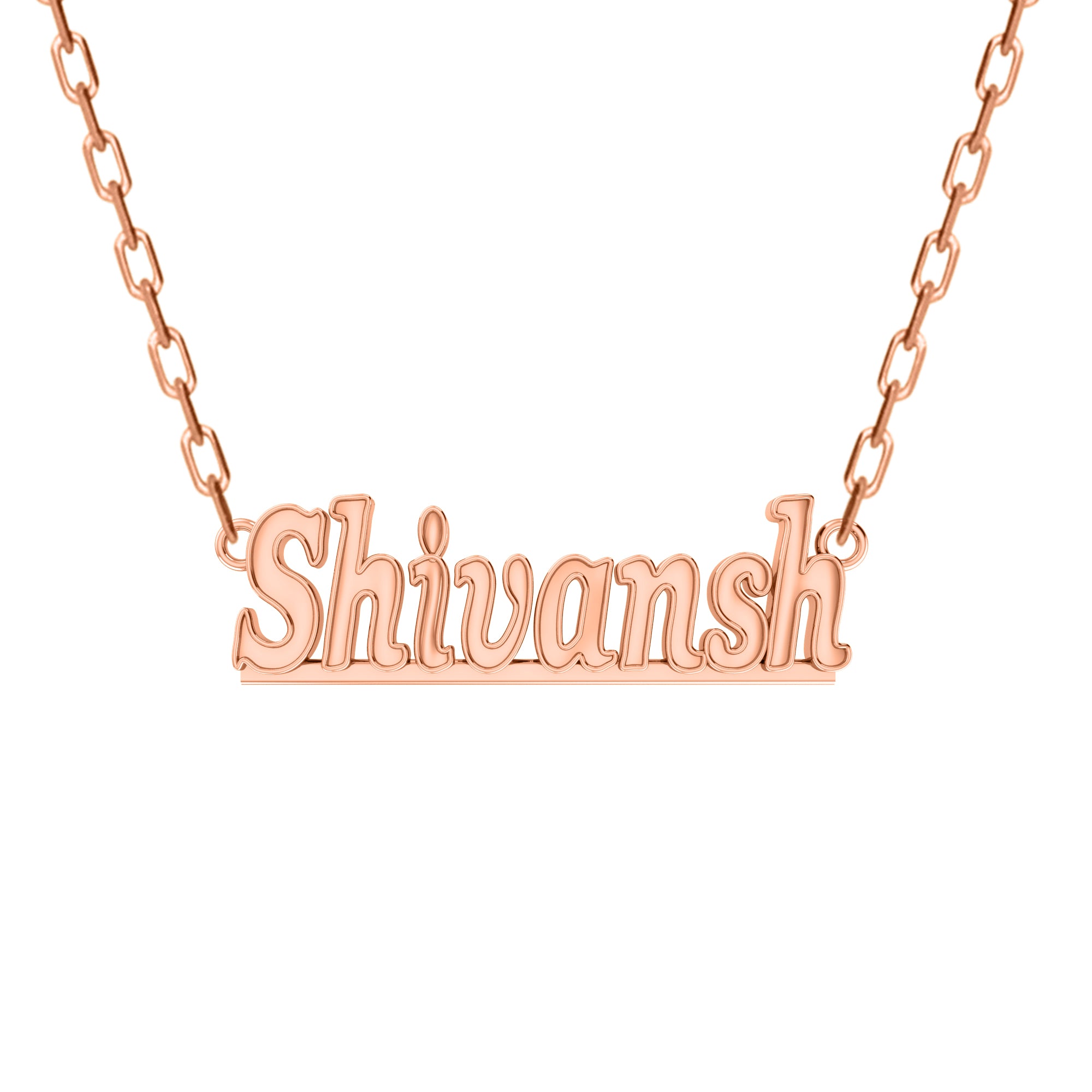 RKC Personalisieren Sie den Namensanhänger aus 925er Silberschmuck, 14 Karat Roségold vergoldet, Gewicht 3,50 g, Höhe 9 mm