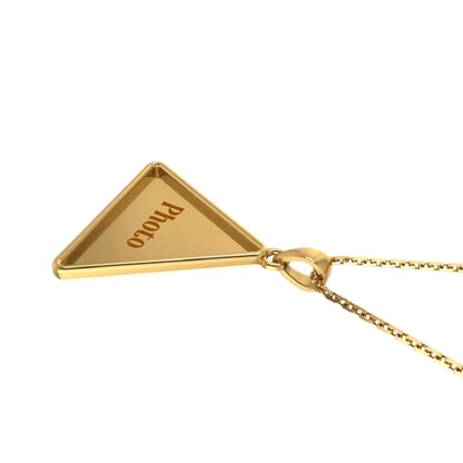 RKC Tringle Shape Photo Locket Pendant Necklace 14k Yellow Gold Plated Weight 5mm And Height 20mm