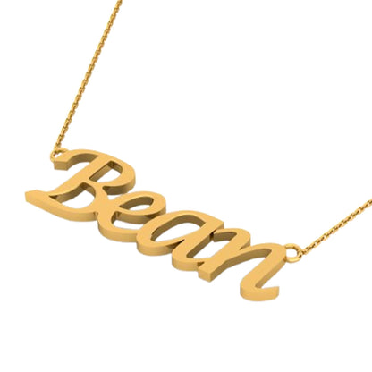 RKC Bean Initial Name Pendant Necklace 14k Yellow Gold Plated 925 Silver Gift For Women's Weight 3.5 gm