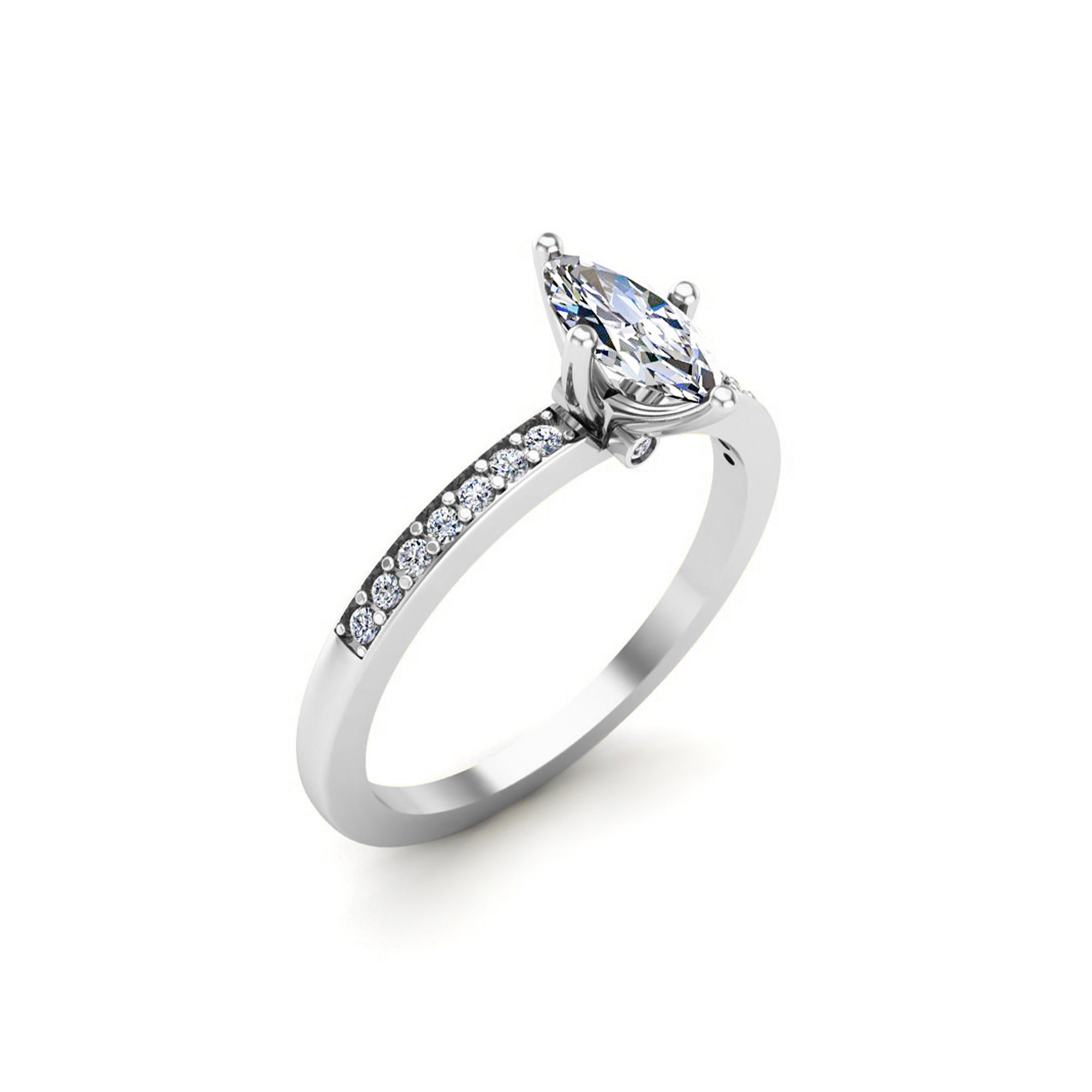 Solitario RKC Marquise Moissanite con accenti Fede nuziale in argento 925 placcato oro giallo 1,60 g