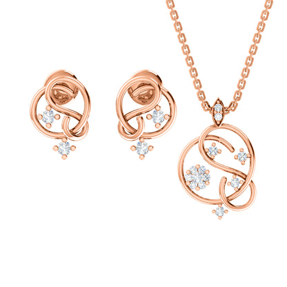 RKC 925 Silber Golden Gesamtgewicht 0,32 ct Moissanit Anhänger Gewicht 3,70 gm und Gewicht Ohrring 1,80 gm Set mit 14K Gelbgold plattiert