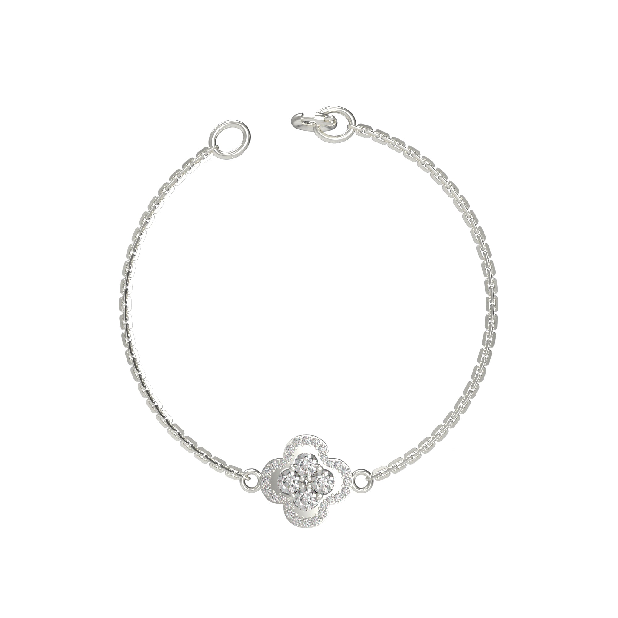 Bracciale da donna floreale in moissanite RKC in argento sterling 925 da 1,00 ct, placcato in oro giallo 14 carati, peso 2,85 ct