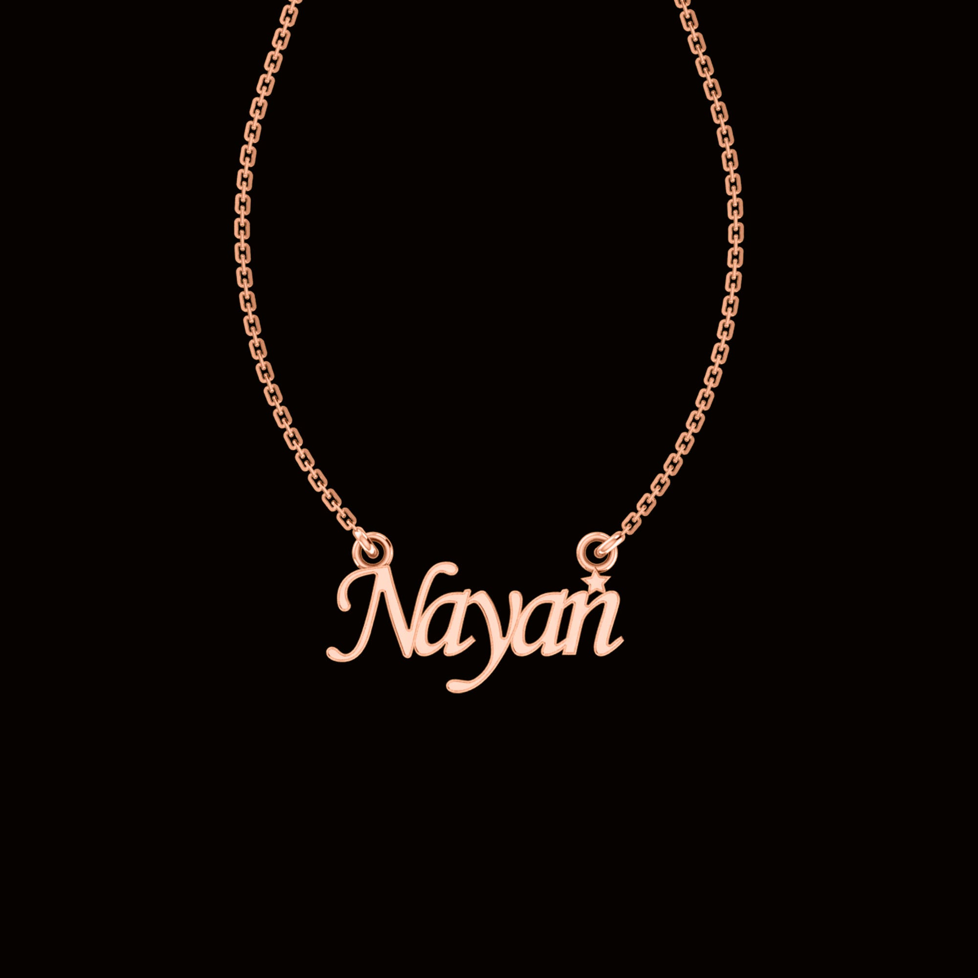 RKC Customized Any Name Pendant 925 Sterling Silver 14K Rose Gold Plated Wt 3.10 GM Height 14.15 MM