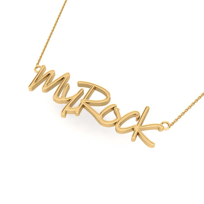 RKC 14k Yellow Gold Plated Name Pendant Necklace 925 Silver Weight 4 gm and height 12mm