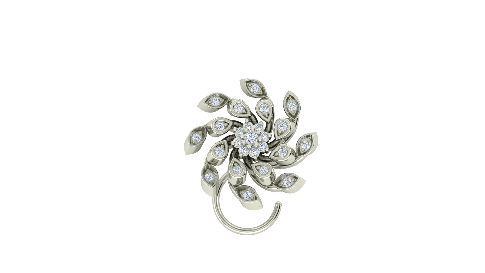 RKC JEWELRY Damen-Nasennadel mit Blumenmuster, 925er Sterlingsilber, 14 Karat Roségold vergoldet, Gewicht 1,30 g