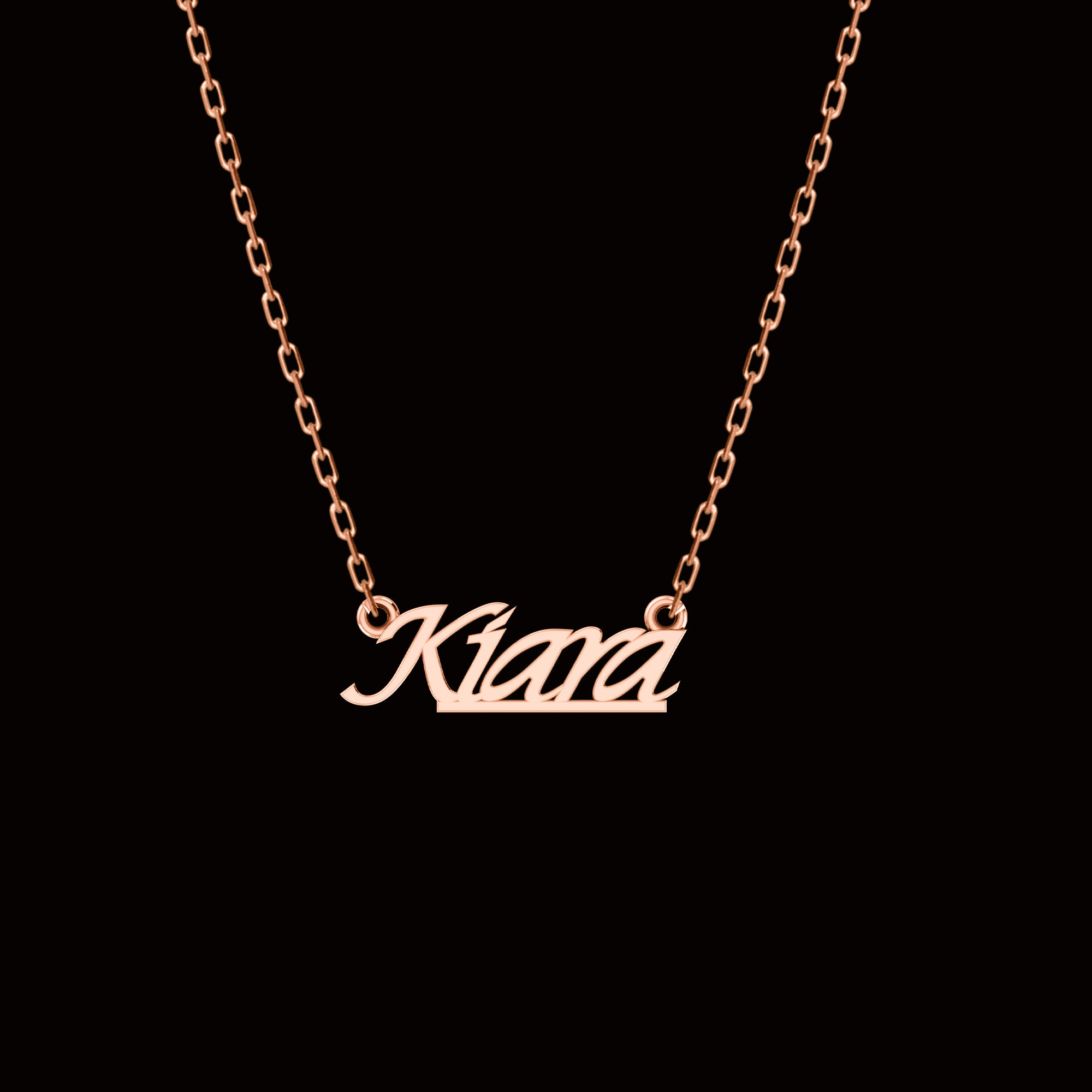 RKC personalisierter Anhänger mit beliebigem Namen, 925er Sterlingsilber, 14 Karat Gelbgold vergoldet, Gewicht 3,50 GM, Höhe 9,40 mm