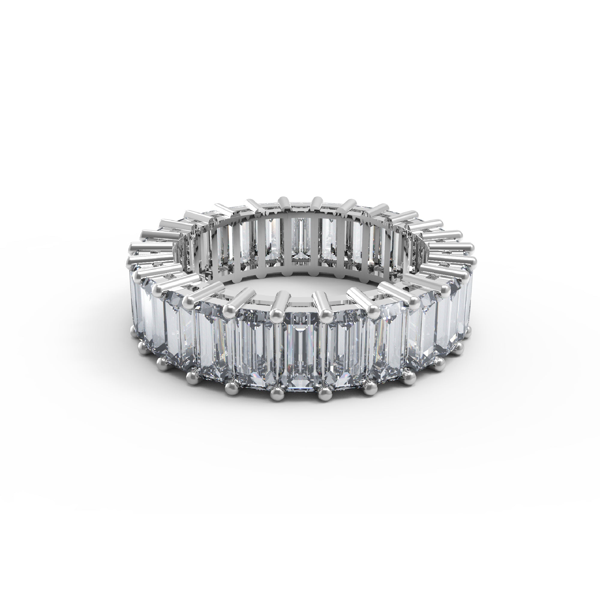 RKC Baguette Cut Moissanite Full Eternity Band per fidanzata Argento 925 placcato oro rosa 14 carati Peso 4 g Larghezza 5,80 MM