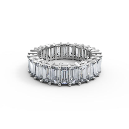 RKC Baguette Cut Moissanite Full Eternity Band per fidanzata Argento 925 placcato oro rosa 14 carati Peso 4 g Larghezza 5,80 MM