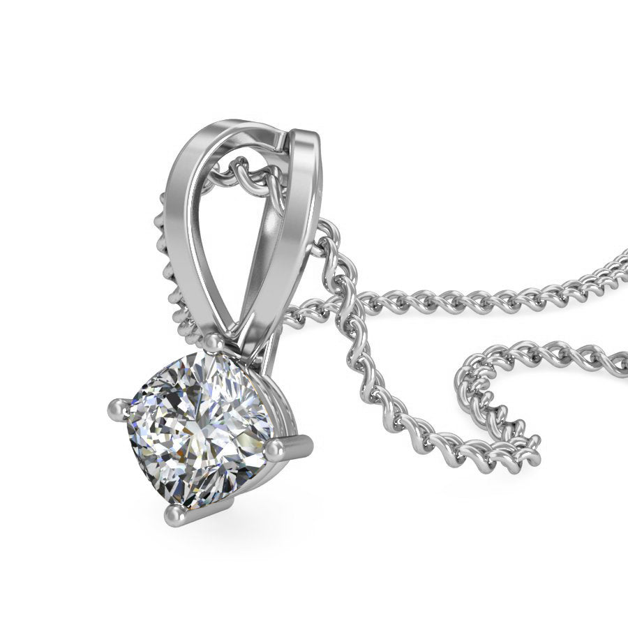 Ciondolo da donna solitario in moissanite da 0,48 ct in argento sterling 925 RKC, finitura in oro rosa 14 carati, peso 2,8 g, altezza 13 mm