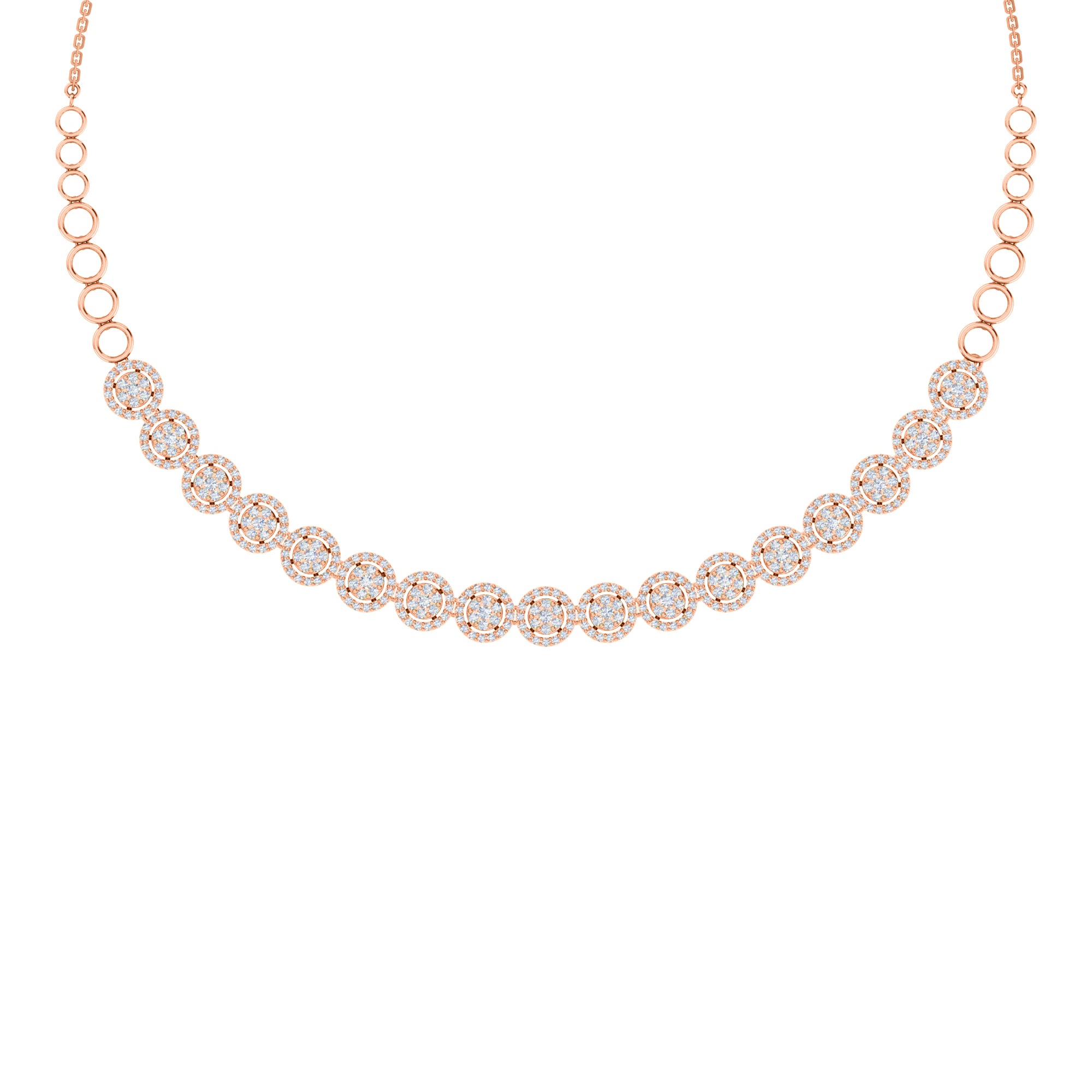 RKC 3,8 CT Moissanit Charming Halskette 925 Silber 14k Roségold vergoldet Produktgewicht 12,00 GM