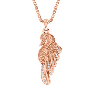 RKC 0,10 ct Moissanit Schwan Charm Anhänger Halskette 925 Silber Schmuck 14 K Roségold vergoldet Gewicht 4,50 g Höhe 24,50 mm