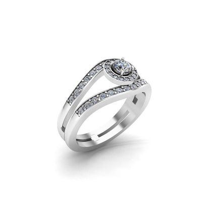RKC Rundschliff-Moissanit-Evil-Eye-Ehering für Damen, 925er Sterlingsilber, 14 Karat Roségold vergoldet, Gewicht 4 g, Breite 3,50 mm