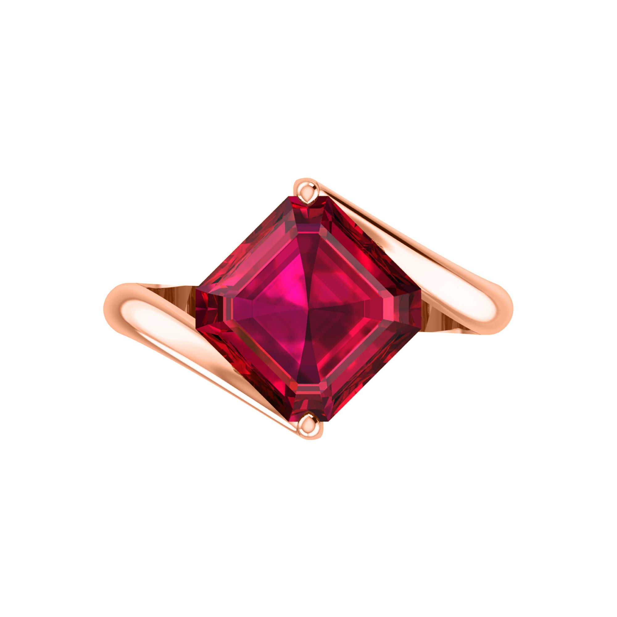 RKC Zircon Squared Beautiful Classic Solitaire Engagement Ring 14k Gold Over Birthday Gift
