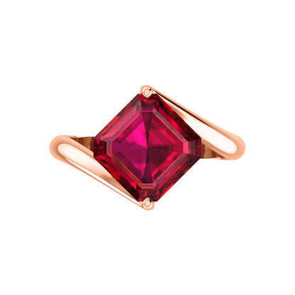 RKC Zircon Squared Beautiful Classic Solitaire Engagement Ring 14k Gold Over Birthday Gift