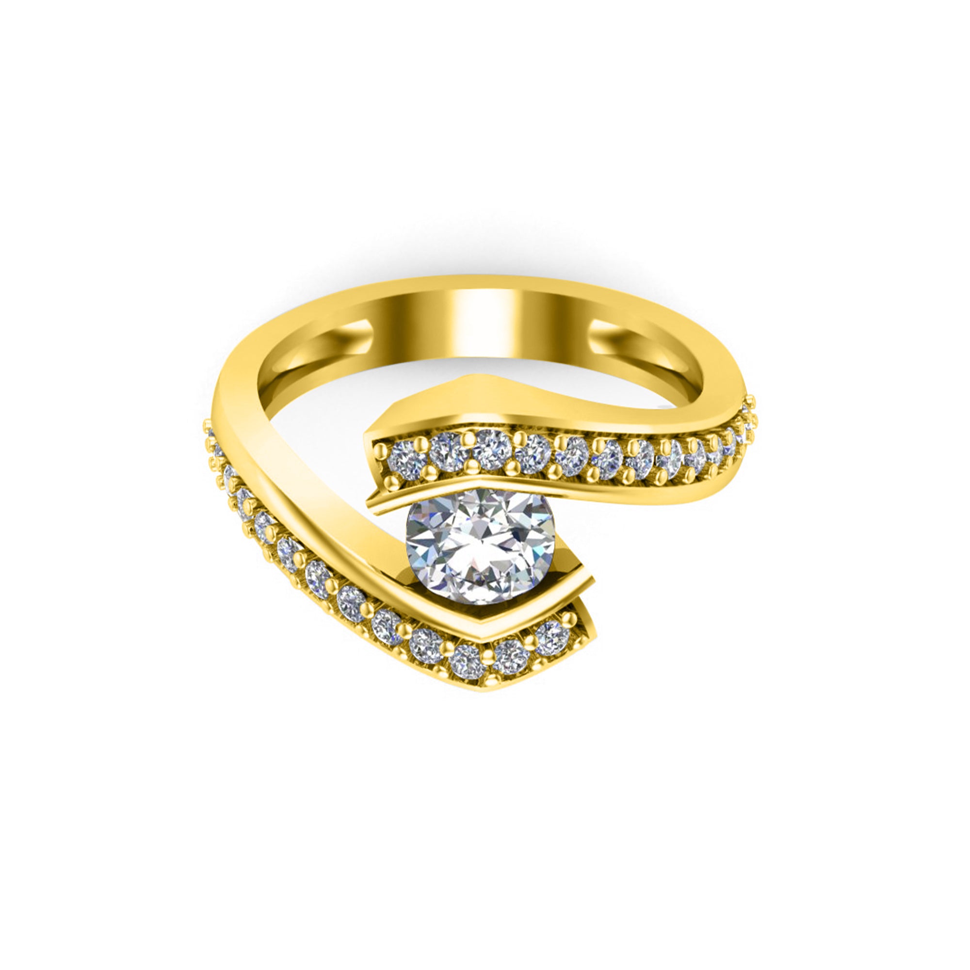 Anello bypass anniversario di fidanzamento con moissanite taglio rotondo RKC Argento sterling 925 placcato oro rosa 14 carati Peso 3,2 g