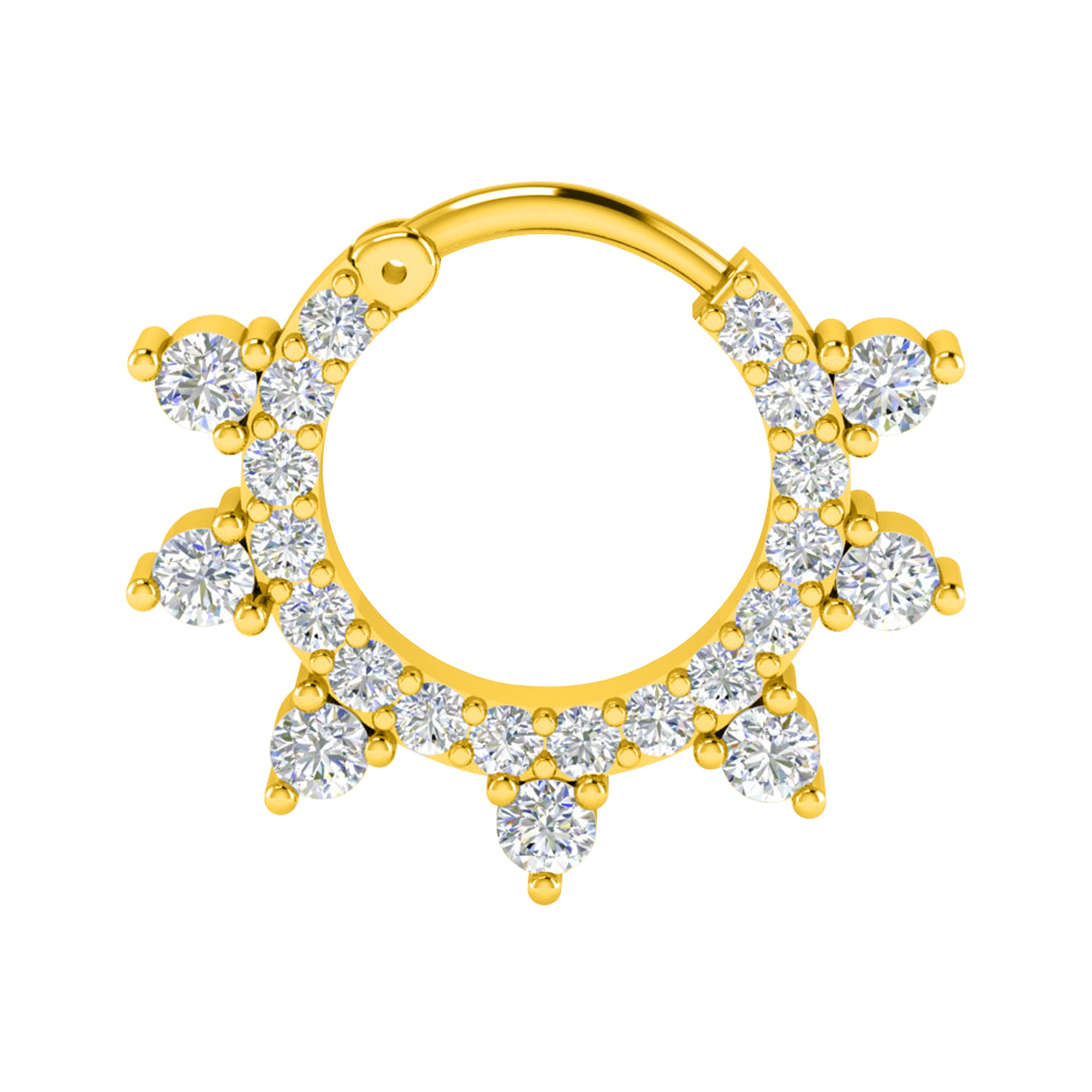 RKC JEWELRY Anello da naso da donna con Moissanite floreale in argento sterling 925, placcato in oro giallo 14k, peso 1,00 g