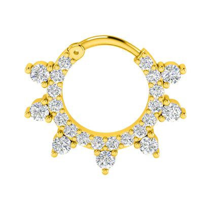 RKC JEWELRY Anello da naso da donna con Moissanite floreale in argento sterling 925, placcato in oro giallo 14k, peso 1,00 g