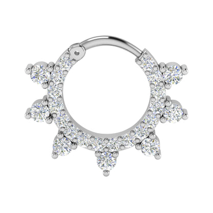 RKC JEWELRY Anello da naso da donna con Moissanite floreale in argento sterling 925, placcato in oro giallo 14k, peso 1,00 g