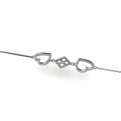RKC 925 Sterling Silber Damen-Armband mit goldenem Herz, 14 Karat Gelbgold vergoldet, Gewicht 4,00 g, Höhe 12,00 mm