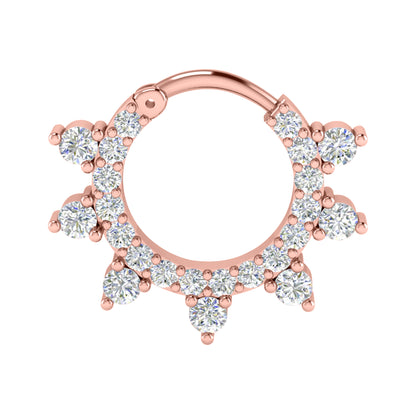 RKC JEWELRY Anello da naso da donna con Moissanite floreale in argento sterling 925, placcato in oro giallo 14k, peso 1,00 g