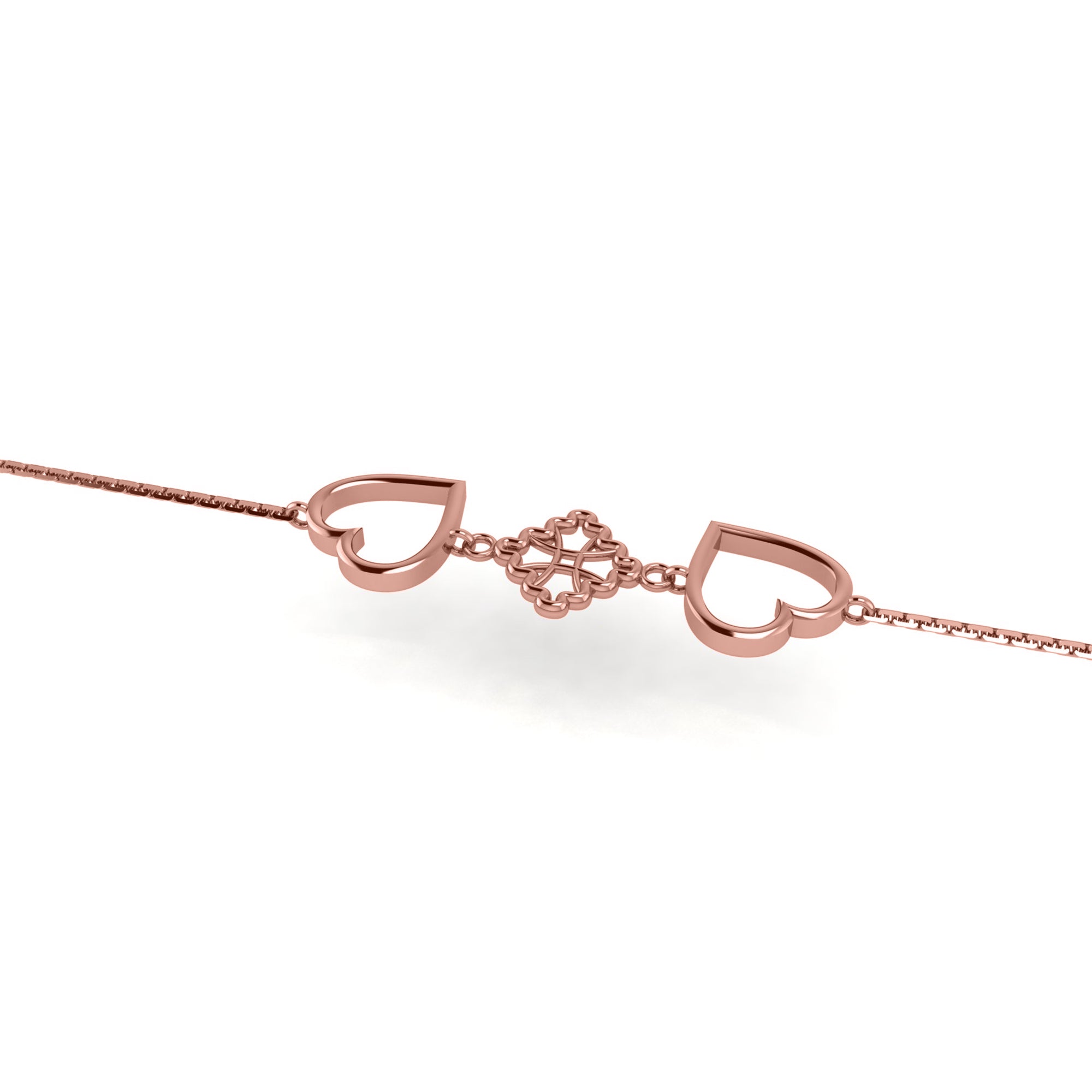 RKC 925 Sterling Silber Damen-Armband mit goldenem Herz, 14 Karat Gelbgold vergoldet, Gewicht 4,00 g, Höhe 12,00 mm