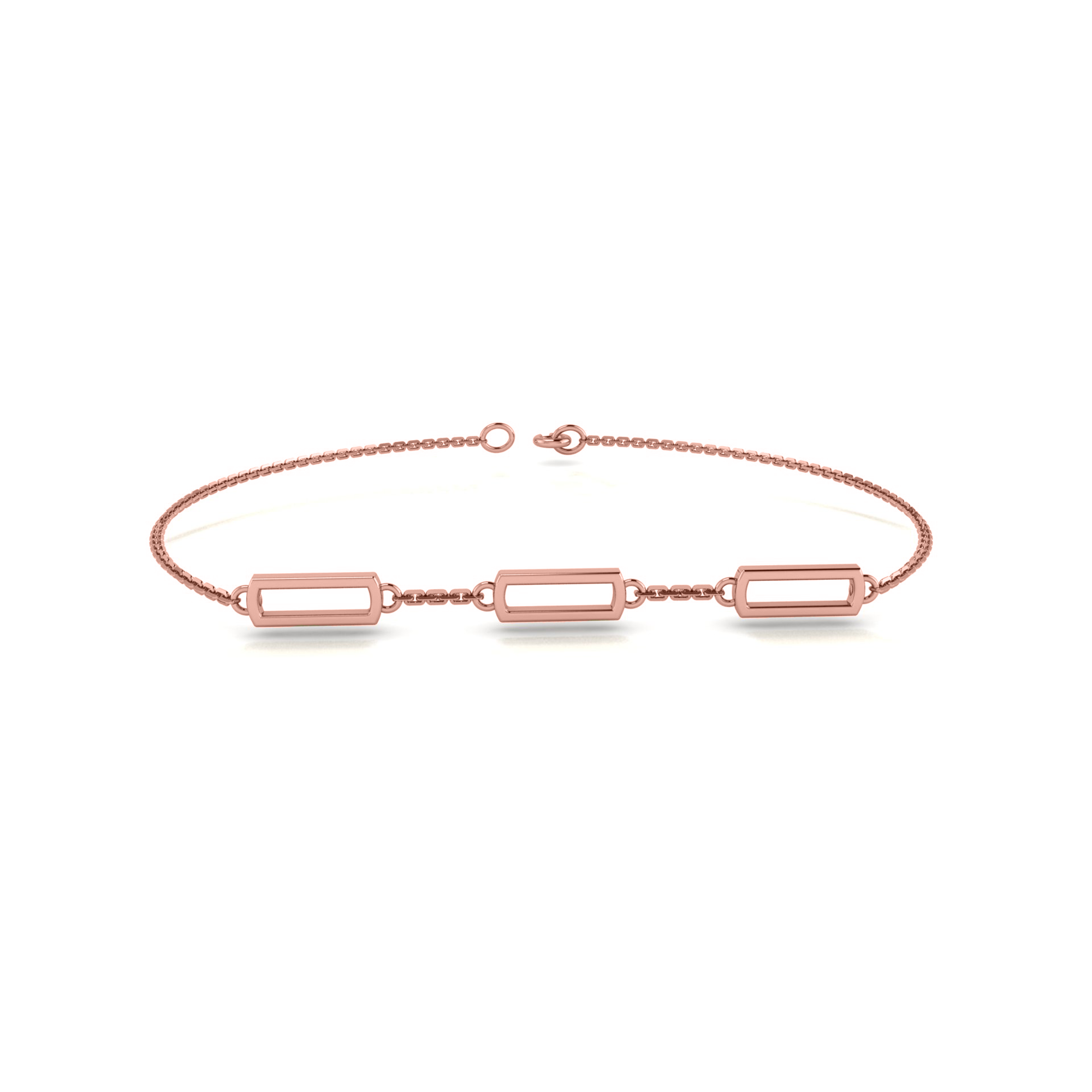 RKC Damen-Armband aus 925er Sterlingsilber, 14 Karat Roségold vergoldet, Gewicht 4,50 g, Höhe 5,00 mm