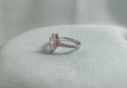 RKC Moissanit-Verlobungsring im Marquise-Schliff, 925er Silber, 14 Karat Weißgold plattiert, für Damen, Gewicht 1,80 g, Breite 1,60 mm