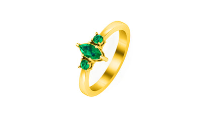 RKC 1.20 Ct Marquise Cut Green Emerald Engagement Rings 14k Yellow/White Gold Plated 925 Silver