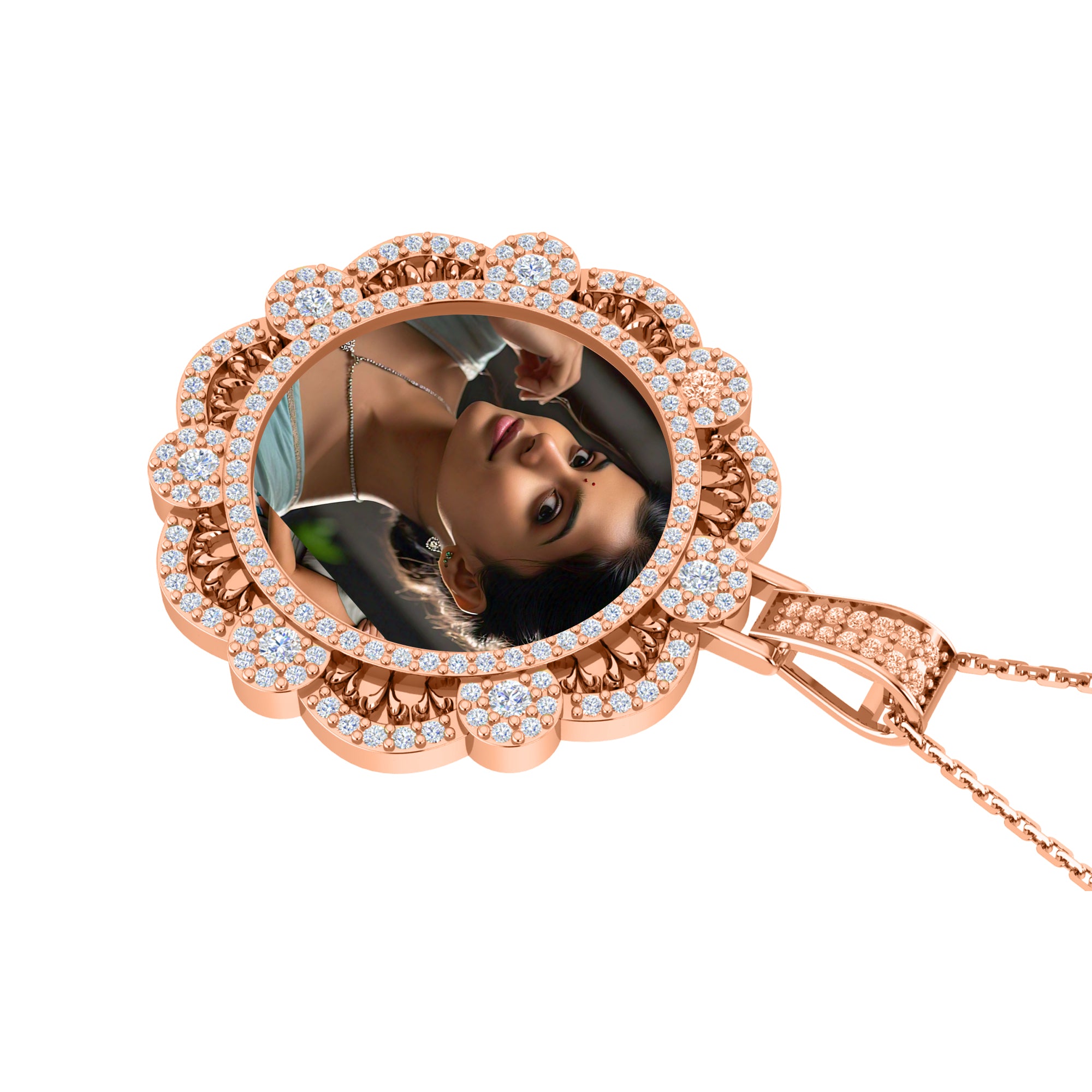 RKC 0,87 Karat Moissanit-Blumenfoto-Anhänger, 925er Silberschmuck, 14 Karat Gelbgold vergoldet, Gewicht 5,50 g, Höhe 26 mm