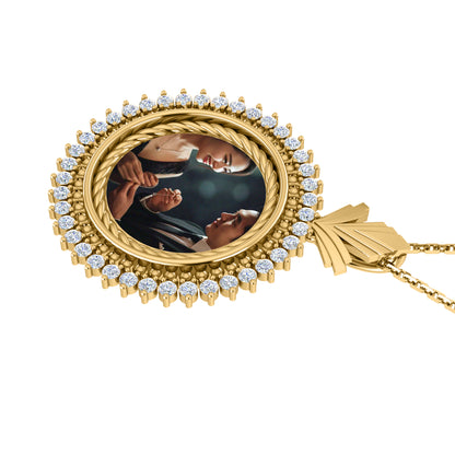 RKC 0,52 ct Moissanit-Foto-Anhänger, 925er Silberschmuck, 14 Karat Gelbgold vergoldet, Gewicht 5 g, Höhe 21 mm