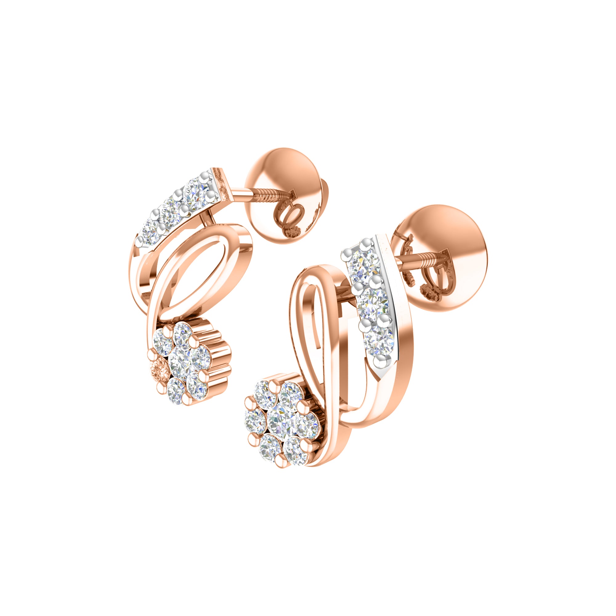RKC 925 Silber Golden Gesamtgewicht 0,42 ct Moissanit Anhänger Gewicht 3,10 gm und Gewicht Ohrring 1,80 gm Set mit 14K Rosévergoldung