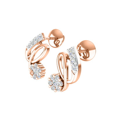 RKC 925 Silber Golden Gesamtgewicht 0,42 ct Moissanit Anhänger Gewicht 3,10 gm und Gewicht Ohrring 1,80 gm Set mit 14K Rosévergoldung