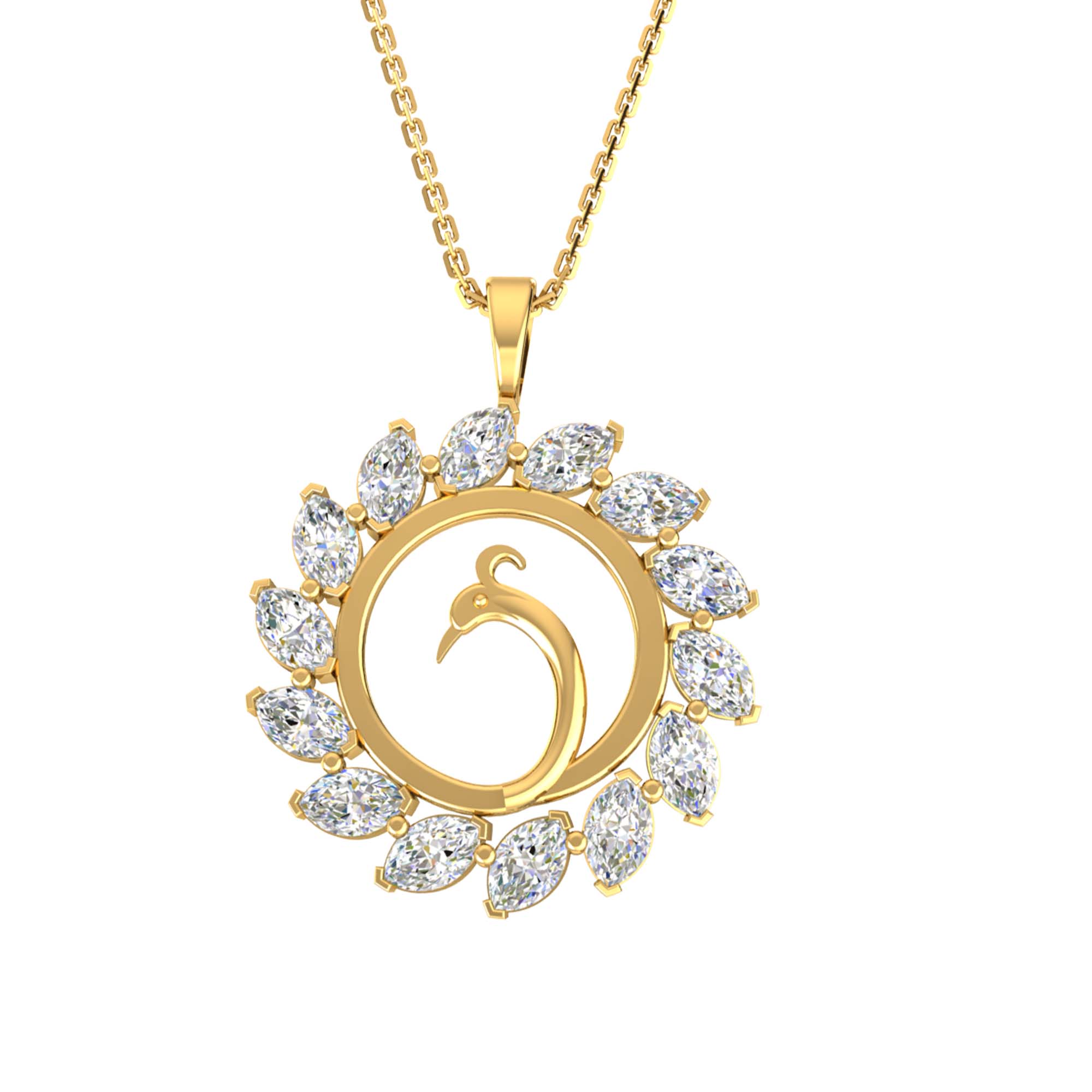 RKC Made With 18K Yellow Gold Plated Moissanite Pendant Necklace