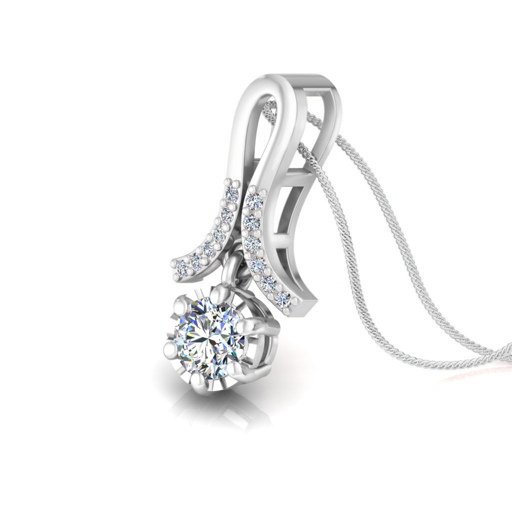 Ciondolo in moissanite da donna con goccia in argento sterling 925 RKC da 0,30 CT, per donna, placcato in oro rosa 14 carati, peso 3,1 g, altezza 16 mm