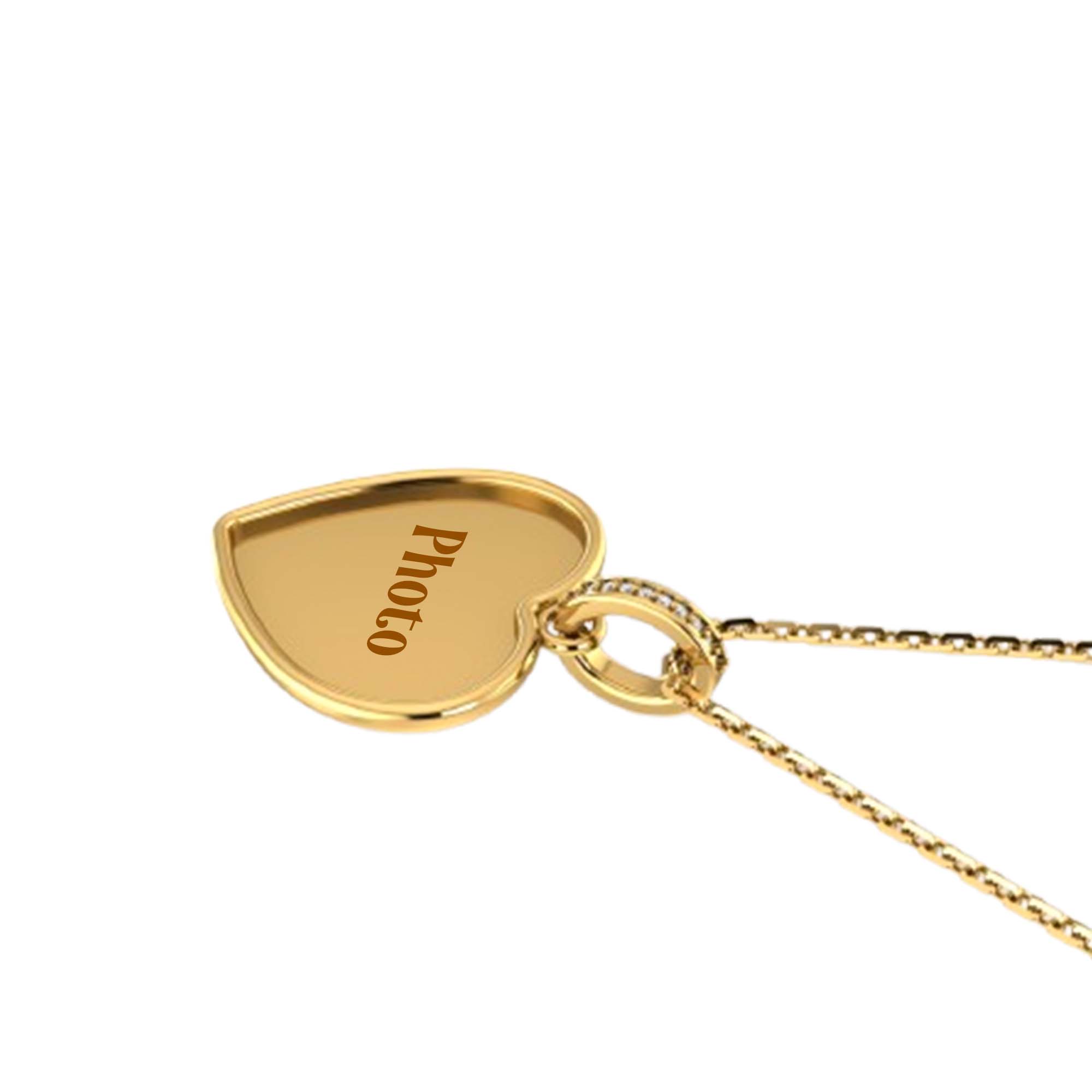 RKC 14k Yellow Gold Plated Photo Pendant Necklace 925 Silver Memory Pendants Weight 6mm And Height 21 mm