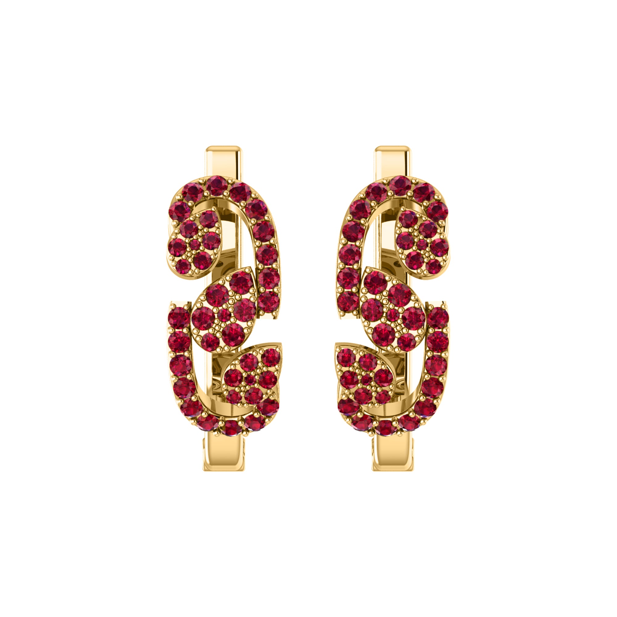 Orecchino da donna Hoops & Huggies in argento sterling RKC 925 con rosa 14k su peso 5,00 g, altezza 20,50 mm