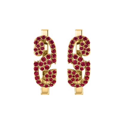 Orecchino da donna Hoops & Huggies in argento sterling RKC 925 con rosa 14k su peso 5,00 g, altezza 20,50 mm