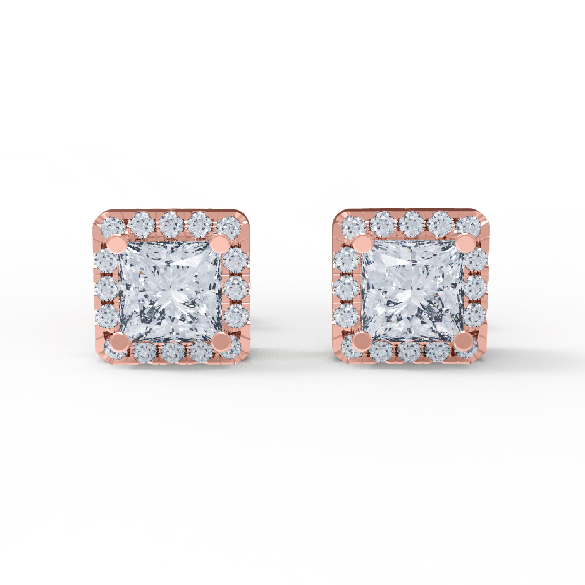 RKC Damen-Ohrring „Prinzessin“ aus 925er-Sterlingsilber, 14-karätige Rose mit einem Gesamtgewicht von 2,80 GM, Höhe 5,20 mm
