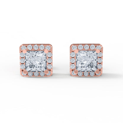 RKC Damen-Ohrring „Prinzessin“ aus 925er-Sterlingsilber, 14-karätige Rose mit einem Gesamtgewicht von 2,80 GM, Höhe 5,20 mm
