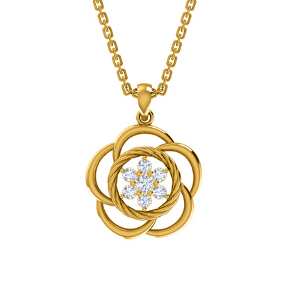 RKC 0,25 CT floraler Moissanit-Anhänger, 925er Silberschmuck, 14 Karat Roségold vergoldet, Gewicht 4,50 g, Höhe 22,00 mm