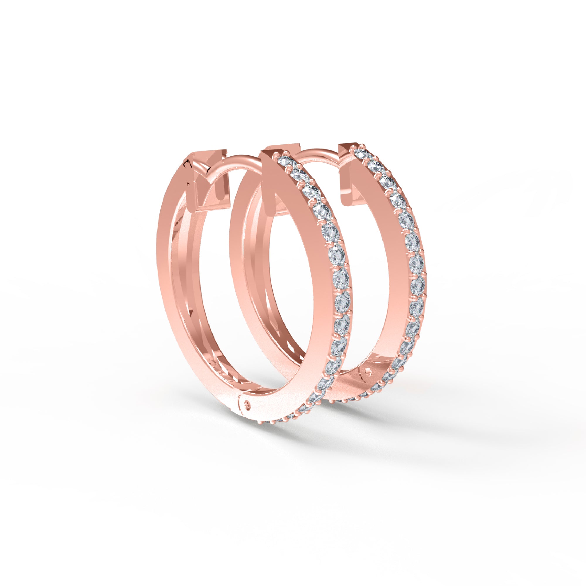 RKC 925 Sterling Silber runder Creolen-Damenohrring, 14 Karat Rose über 4,3 GM, Höhe 20,00 mm